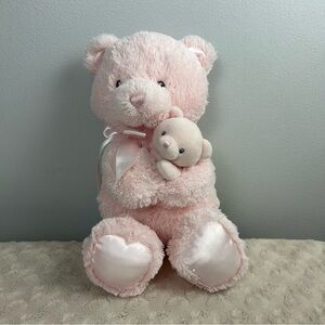 Baby Gund Momma & Baby Bear Rattle Pink Plush Stuffed Animal Toy Teddy 4056251